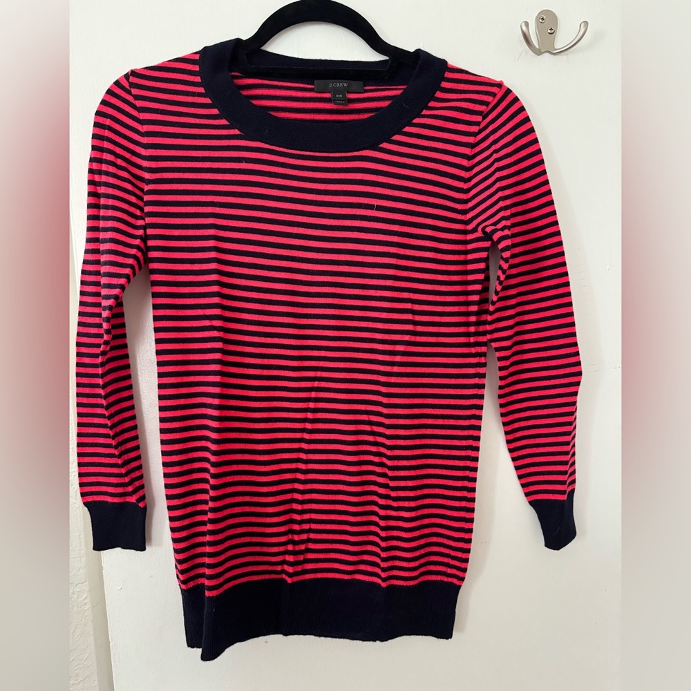 J. Crew Tippi red/Pink and Black Striped XXS Sweater
